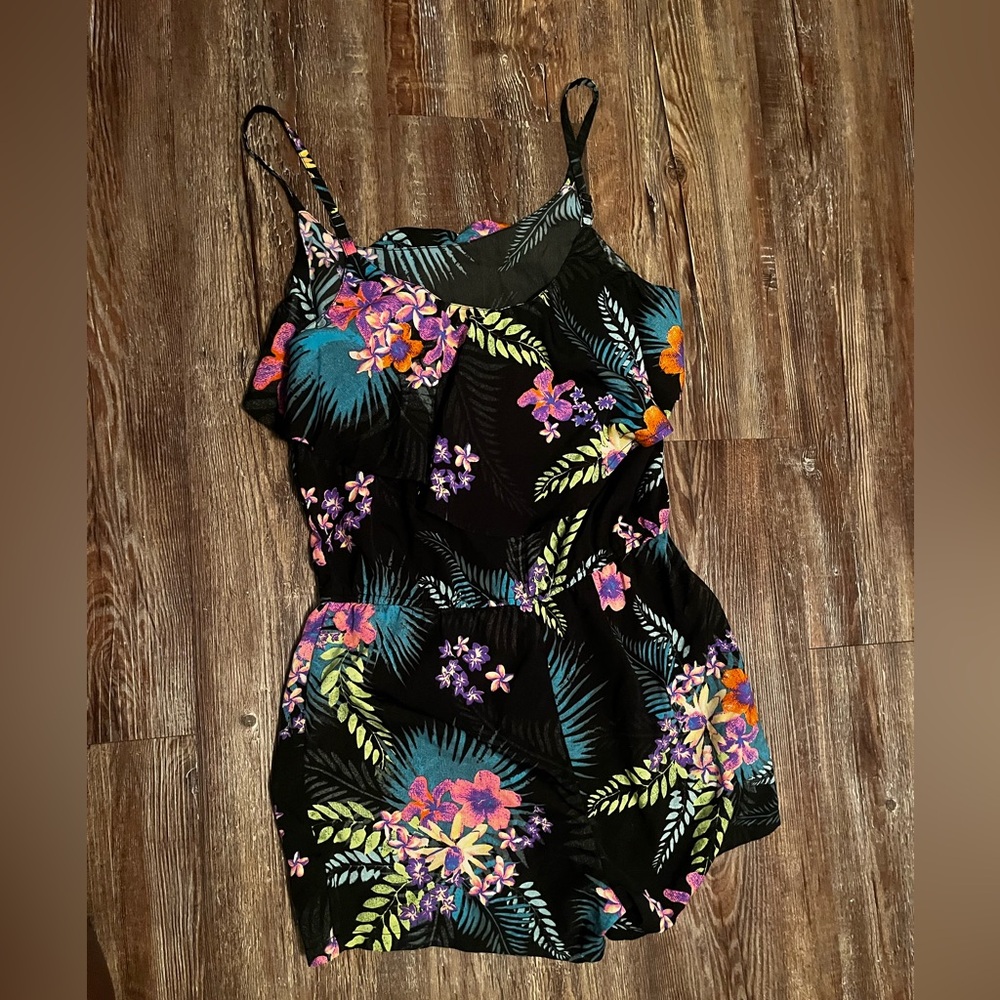 Floral Black Sleeveless Dress